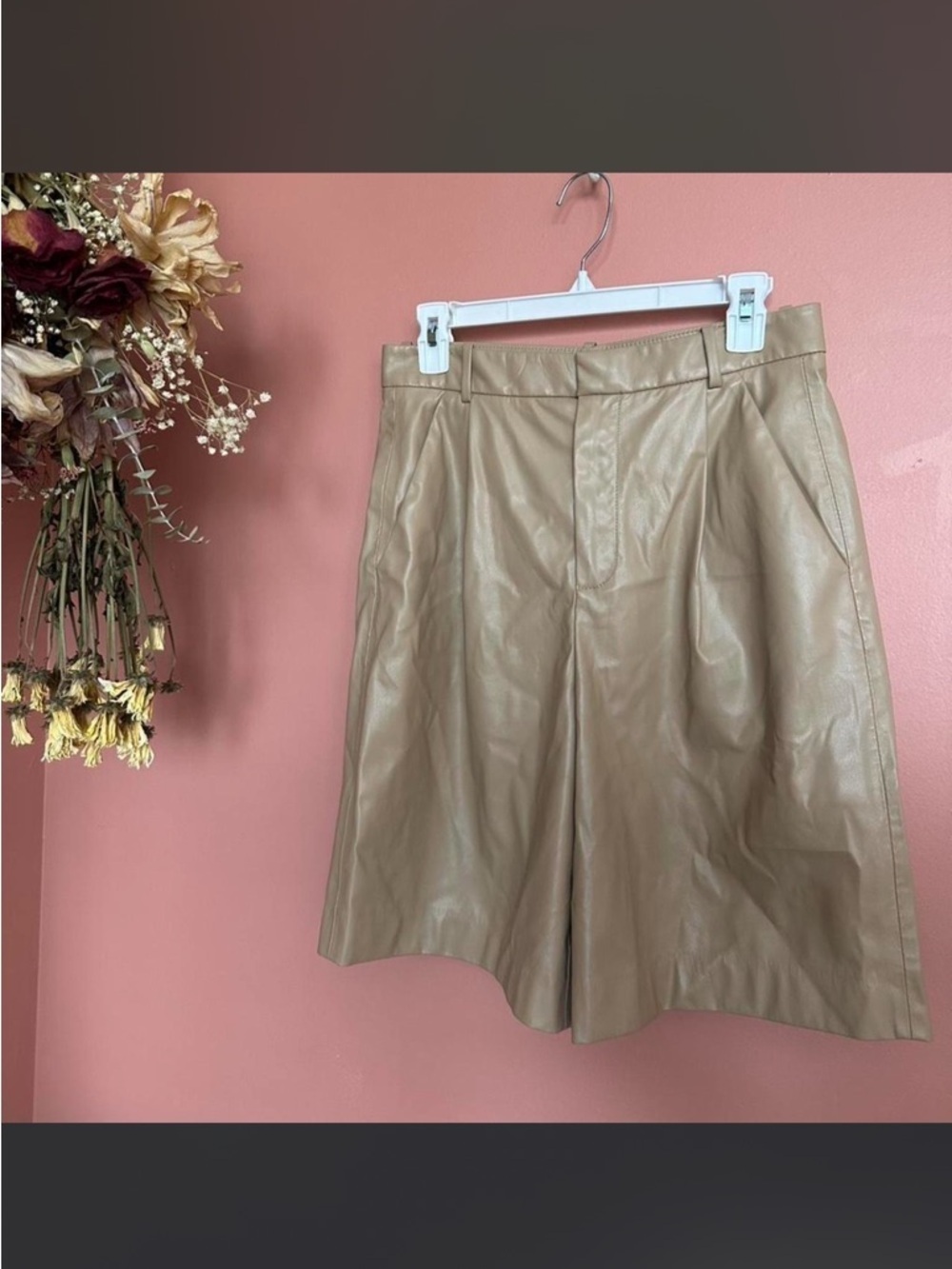 Zara tan faux leather shorts